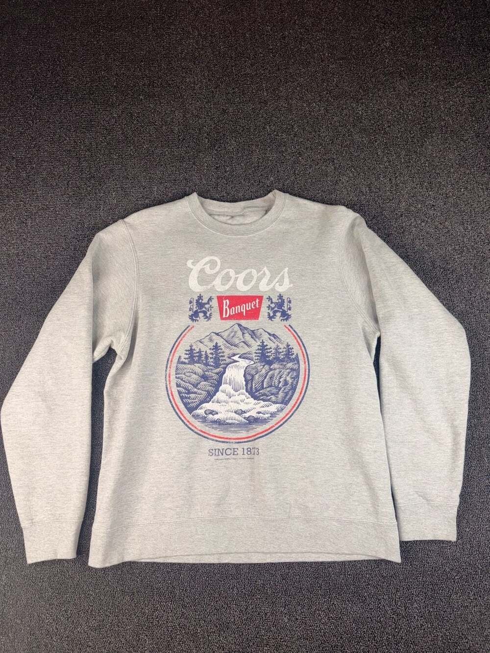 Coors Banquet Sweatshirt Gray Graphic Crewneck Since 1873 size Large